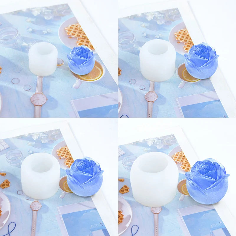 バラの3Dアイス氷型 ローズアイスメーカー 薔薇の形の氷製造機 (花型チョコレート、石鹸、キャンドル、お菓子のフラワー型)